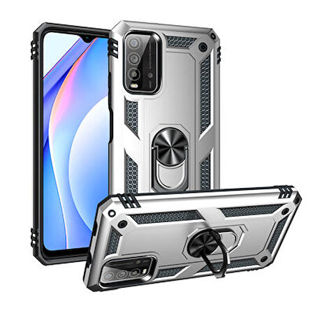 Redmi Note 9 4G Kılıf Tam Koruma Çift Katmanlı İbiza Sert Silikon Kapak