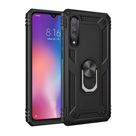 Xiaomi Mi 9 Çift Katmanlı ve Yüzüklü Tam Koruma Vega Premium Kılıf