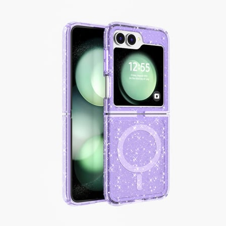 Samsung Galaxy Z Flip 6 Kılıf Magsafe Destekli ve Renkli Simli Sert Şeffaf TPU Silikon Kapak Royal Case/Allstar