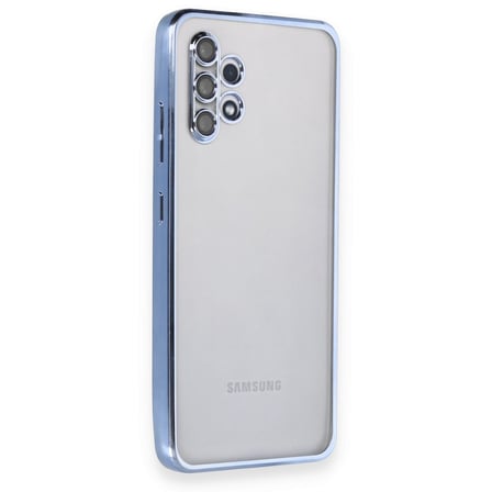 Samsung Galaxy A32 Kılıf Kamera Lens Korumalı Parlak Silikon Kapak RYC/Razer Lens - Açık Mavi