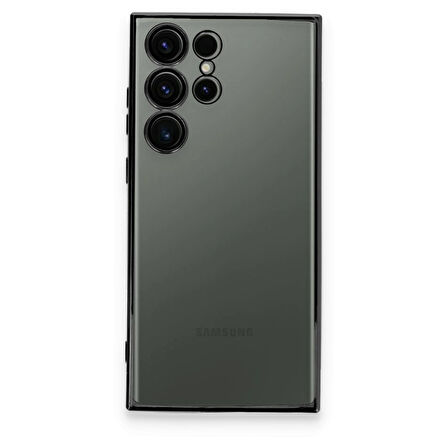 Samsung Galaxy S24 Ultra Kılıf Kamera Lens Korumalı Parlak Silikon Kapak RYC/Razer Lens - Siyah