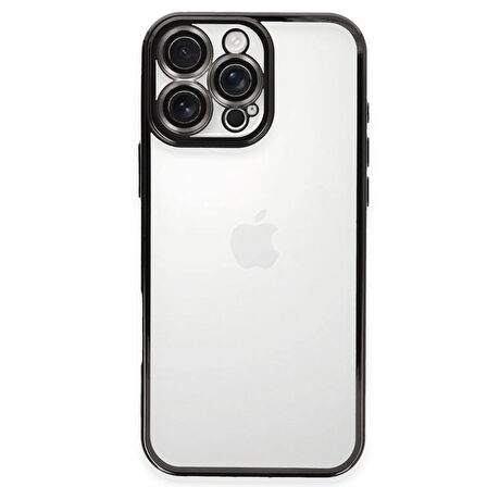 iPhone 16 Pro Kılıf Kamera Lens Korumalı Parlak Silikon Kapak RYC/Razer Lens - Siyah