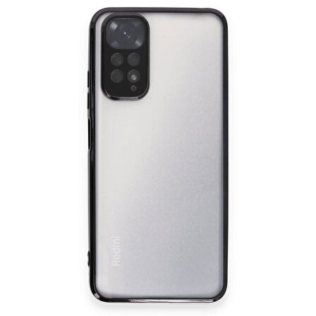 Redmi Note 11S Kılıf Kamera Lens Korumalı Parlak Silikon Kapak RYC/Razer Lens - Siyah