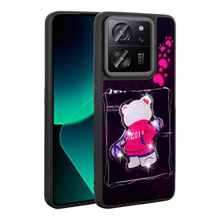 Xiaomi Mi 13T Pro Kılıf Kabartma Parlak Figürlü Şık Amas Premium Silikon Kapak