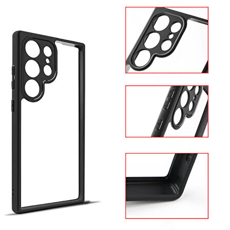 Samsung Galaxy S24 Plus Kılıf Kamera Korumalı Şeffaf Arka Yüzey New Roll Kapak