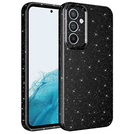 Galaxy S24 FE Kılıf Parlak Simli ve Kamera Korumalı Spoty Silikon Kapak