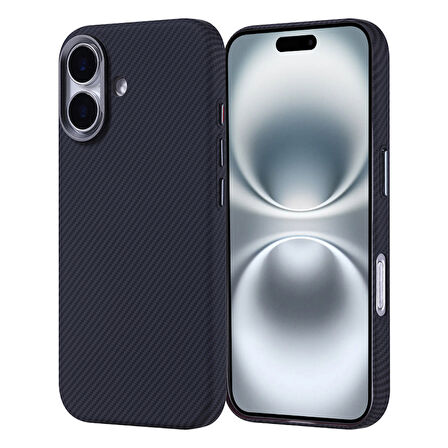 iPhone 16 Kılıf Magsafe Destekli Ultra İnce Karbon Fiber Desenli Slimfiber Premium Kapak