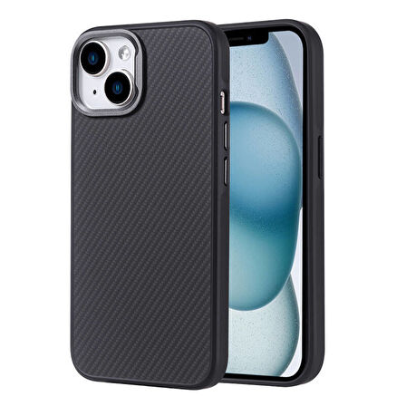 iPhone 14 Kılıf Karbon fiber Görünümlü Magsafe Fiberarmor Premium Sert Polikarbon Kapak