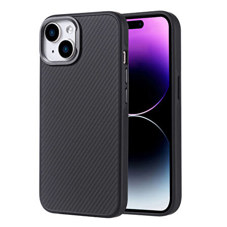 iPhone 15 Kılıf Karbon fiber Görünümlü Magsafe Fiberarmor Premium Sert Polikarbon Kapak