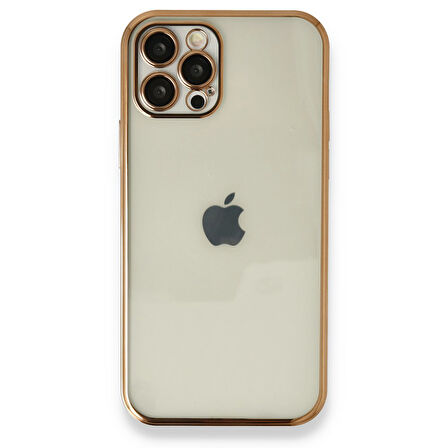 iPhone 12 Pro Max Kılıf Kamera Lens Korumalı Razer Lens Silikon Kapak - Gold