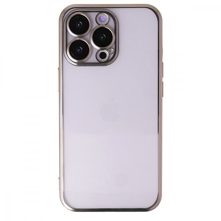 iPhone 14 Pro Max Kılıf Kamera Lens Korumalı Parlak Silikon Kapak RYC/Razer Lens - Gold