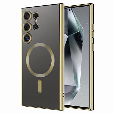 Samsung Galaxy S24 Ultra Kılıf Kamera Korumalı ve Magsafe Halkalı Shiny Premium Parlak Silikon Kapak