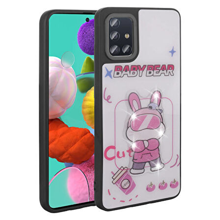 Galaxy A51 Kılıf Kabartma Parlak Figürlü Şık Anylove Premium Silikon Kapak