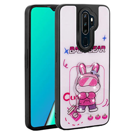 Oppo A5 2020 Kılıf Kabartma Parlak Figürlü Şık Anylove Premium Silikon Kapak