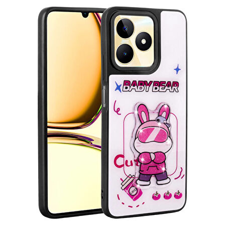 Realme C55 Kılıf Kabartma Parlak Figürlü Şık Anylove Premium Silikon Kapak