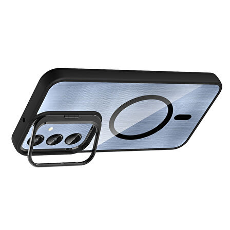 iPhone 16 Pro Kılıf Standlı ve Lens Hediyeli Telen M-Safe Case Cover Kapak