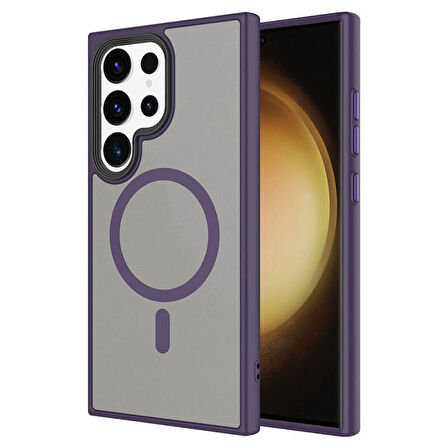 Samsung Galaxy S24 Ultra Kılıf Şık Tasarımlı Wireless Şarj Özellikli Flet Magsafe Kapak