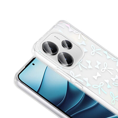 Redmi Note 14 4G Kılıf Şeffaf Yapılı ve Figürlü Folk Premium Sert Silikon Kapak