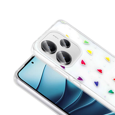 Redmi Note 14 4G Kılıf Şeffaf Yapılı ve Figürlü Folk Premium Sert Silikon Kapak