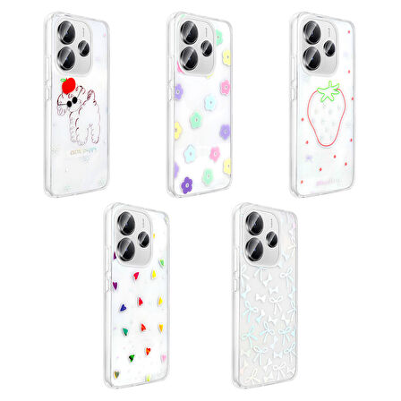 Redmi Note 14 4G Kılıf Şeffaf Yapılı ve Figürlü Folk Premium Sert Silikon Kapak