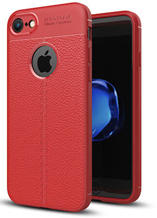 iPhone 7 Kılıf Deri Desenli ve Esnek Yapılı Sağlam Derry Silikon Kılıf