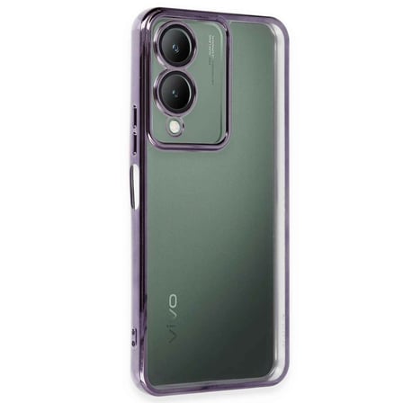 Vivo Y17S Kılıf Kamera Lens Korumalı Razer Lens Silikon Kapak - Mor