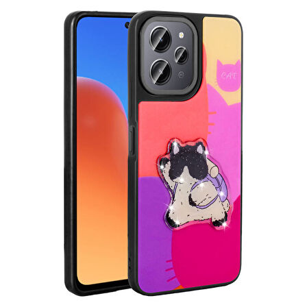 Redmi 12 4G Kılıf Kabartma Parlak Figürlü Şık Anylove Premium Silikon Kapak