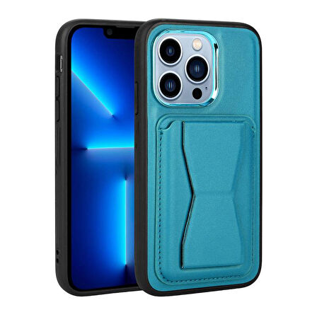 iPhone 13 Pro Max Kılıf Kartlıklı Standlı ​Pu Deri Memo Kapak