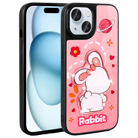 iPhone 13 Kılıf Kabartma Parlak Figürlü Şık Anylove Premium Silikon Kapak