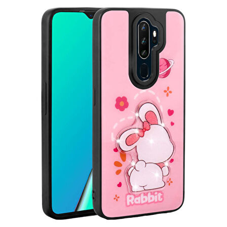 Oppo A9 2020 Kılıf Kabartma Parlak Figürlü Şık Anylove Premium Silikon Kapak