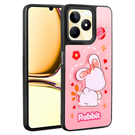 Realme C55 Kılıf Kabartma Parlak Figürlü Şık Anylove Premium Silikon Kapak