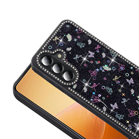 Samsung Galaxy A26 Kılıf Taşlı ve Sim Süsleme Tasarımlı Azra Premium Sert Silikon Kapak