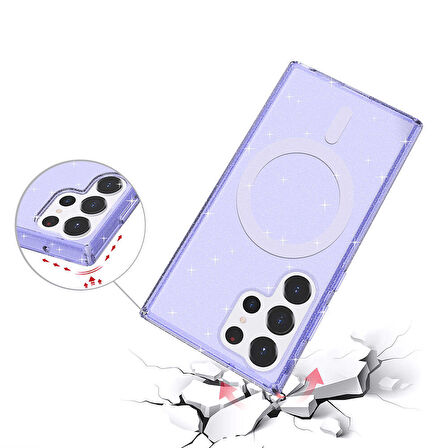 Samsung Galaxy S25 Plus Kılıf Işıltılı ve Magsafe Özellikli Allstar Premium Kapak