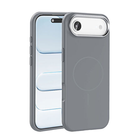 iPhone 17 Air Kılıf M-Safe Şarj Özellikli ve Metal Kamera Çerçeveli Edi Premium Silikon Kapak