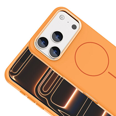 iPhone 17 Air Kılıf M-Safe Şarj Özellikli ve Metal Kamera Çerçeveli Edi Premium Silikon Kapak