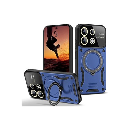Redmi 13 4G Kılıf Manyetik Standlı Joy Lens Premium Tank Silikon Kapak - Lacivert