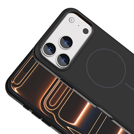 iPhone 17 Pro Kılıf M-Safe Şarj Özellikli ve Metal Kamera Çerçeveli Edi Premium Silikon Kapak