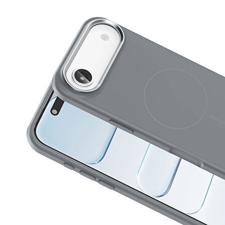 iPhone 17 Pro Kılıf M-Safe Şarj Özellikli ve Metal Kamera Çerçeveli Edi Premium Silikon Kapak