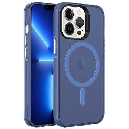 iPhone 13 Pro Max kılıf Şeffaf Magsafeli ve Mat Buz Tasarımlı İce Armor Sert Silikon Kapak