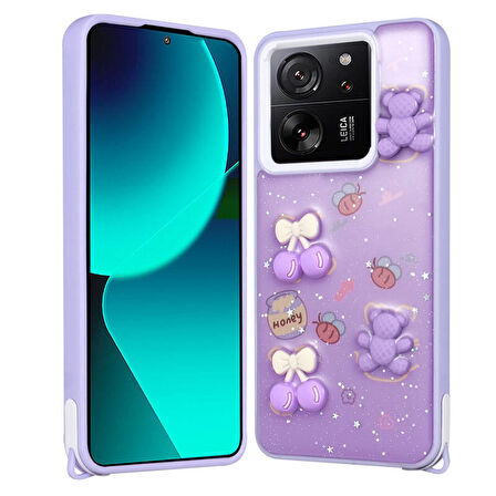 Xiaomi Mi 13T Pro Kılıf Figürlü ve İnce Simli Şık Mellila Premium Kapak