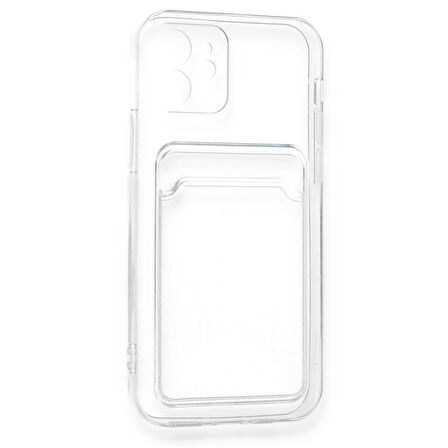 iPhone 16 Plus Kılıf Kart Hazneli Şeffaf Silikon Kapak RYC/Kart Şeffaf