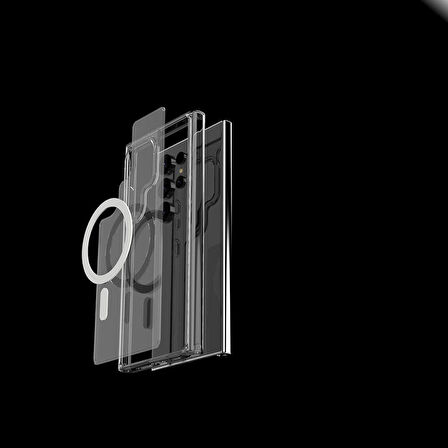 Samsung Galaxy S22 Ultra Magsafe Kılıf Sert Şeffaf ClearSafe Süper Silikon Kapak
