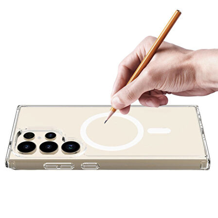 Samsung Galaxy S23 FE Magsafe Kılıf Sert Şeffaf ClearSafe Süper Silikon Kapak