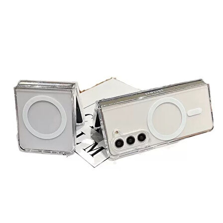 Samsung Galaxy Z Fold 7 Magsafe Kılıf Sert Şeffaf ClearSafe Süper Silikon Kapak