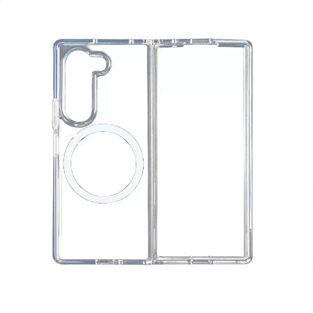 Samsung Galaxy Z Fold 7 Magsafe Kılıf Sert Şeffaf ClearSafe Süper Silikon Kapak