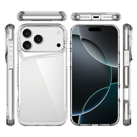 iPhone 17 Pro Kılıf Tam Koruma Sağlayan ve Ultra Sert Yapılı Draco Premium Şeffaf Silikon Kapak