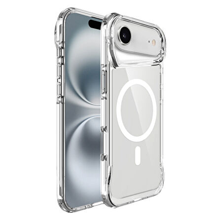 iPhone 17 Air Kılıf Ultra Koruma Sağlayan Magsafeli Obdisian Premium Sert Şeffaf Silikon Kapak