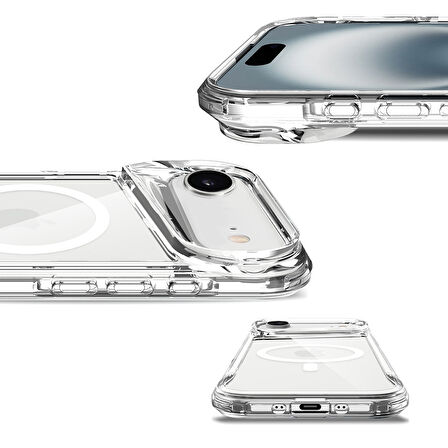 iPhone 17 Air Kılıf Ultra Koruma Sağlayan Magsafeli Obdisian Premium Sert Şeffaf Silikon Kapak
