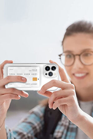 Samsung Galaxy S24 Kılıf Kart Hazneli Şeffaf Silikon Kapak