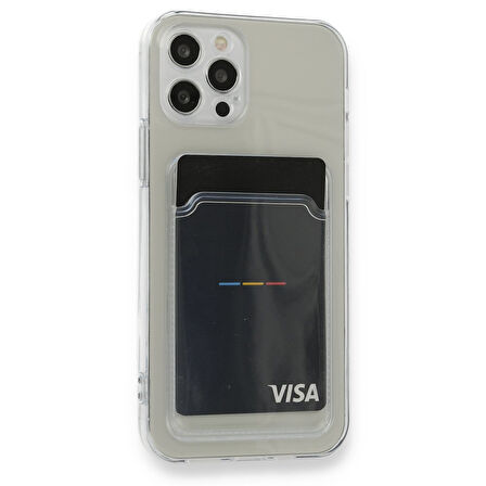 iPhone 12 Pro Kılıf Kart Hazneli Şeffaf Silikon Kapak